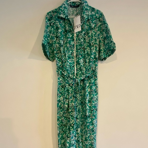 Zara Pants & Jumpsuits Zara Belted Spring Jumpsuit Poshmark